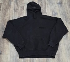 Fear of God Essentials Black Stretch Limo Hoodie Mens Size M Velvet Letters