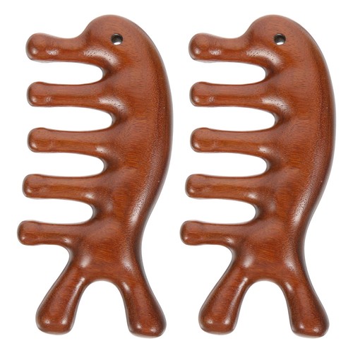  2 Stück Kopfhaut Massagegerät Kamm: Sandelholz breite Zahn Massagebürste für Zuhause & Reisen - Bild 1 von 12