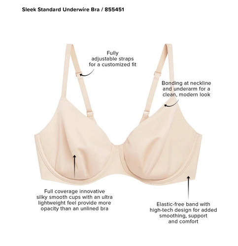Sujetador Wacoal 855451 Elegante Estándar Cobertura Completa Sin Forro Con Aros Talla 32DD Arena - Imagen 4 de 4