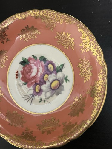 Paragon Double Warrant Floating Cabbage Rose Red Tea Cup Saucer Gold Filigree - Picture 10 of 15