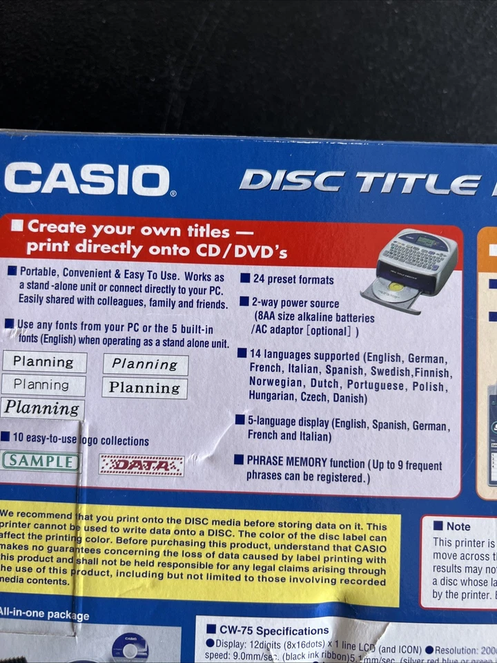 Casio CW-75 Label Thermal Printer - Image 3 of 4