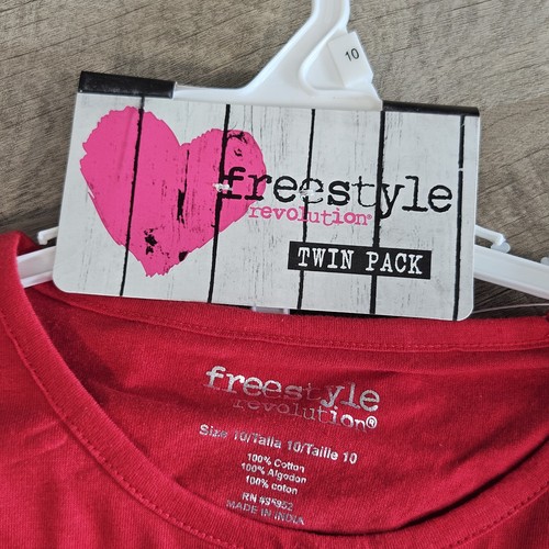 Neu mit Etikett Freestyle Rev Größe 10 Mädchen Lächeln Glitzer Shirt 2er-Pack Langarm rot schwarz - Bild 3 von 4