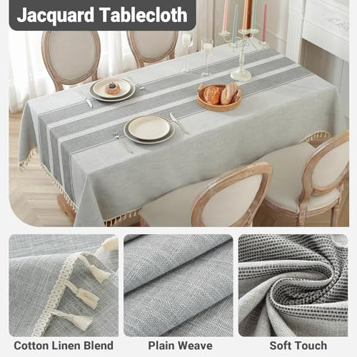 Cotton Linen Waterproof Tablecloth for Dining Table Rustic Farmhouse Kitchen  - Bild 3 von 6