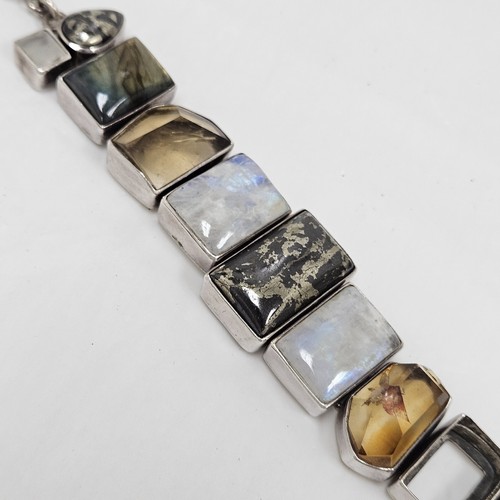 WOW! Starborn Bracelet Sterling Silver Large Gemstone Bracelet 7" *Missing 2* - Picture 3 of 10