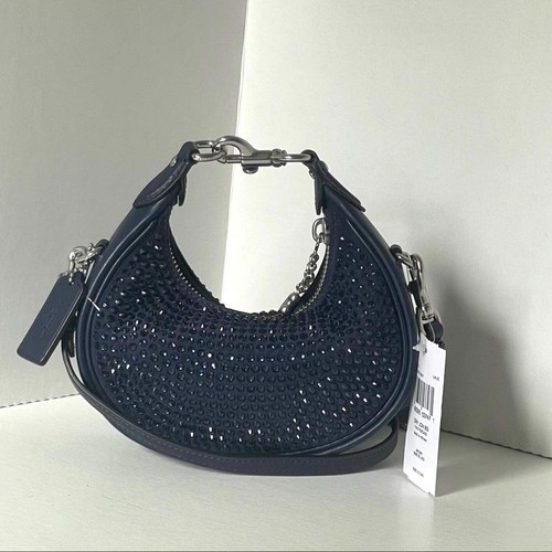 Coach Jonie Bag Crystal Beaded Leather Crossbody Blue Mini CW574 Wristlet - Picture 4 of 16