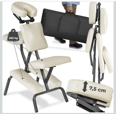 tectake Massagestuhl klappbar beige 250 kg belastbar mit Tragetasche