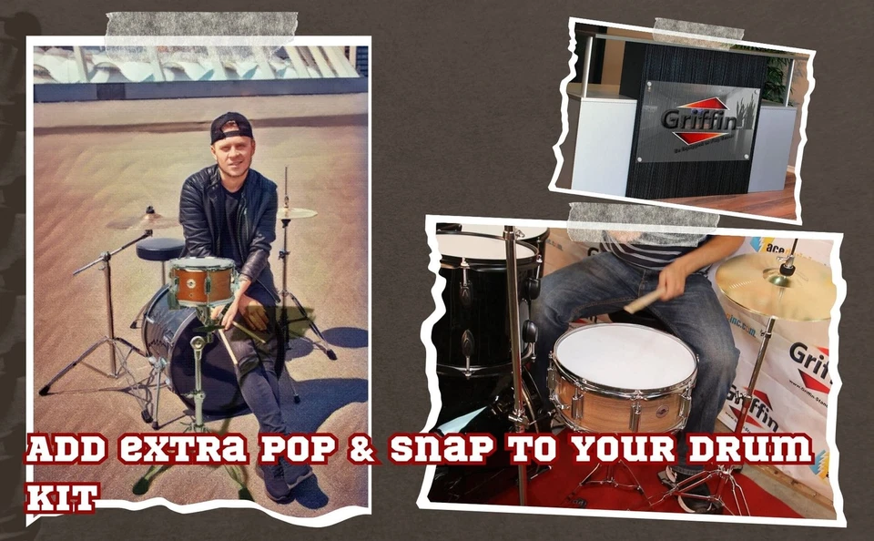 GRIFFIN Firecracker Snare Drum - Popcorn 10x6 Poplar Wood Shell Percussion - Image 3 of 4