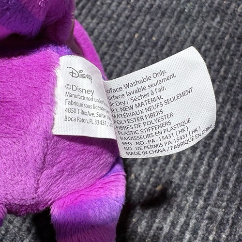 Cheshire Cat 8" Plush Alice In Wonderland Disney JR bakery Stuffed Animal Purple - Picture 5 of 5