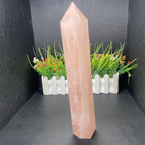 Torre Obelisco Cuarzo Rosa Natural 3.1LB 11.6" Decoración Cristal Mineral Curativo - Imagen 4 de 11