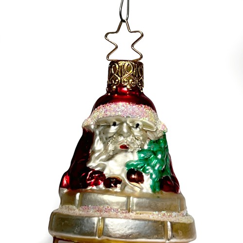 Adorno de Navidad de vidrio Inge de colección años 80 Santa en chimenea Alemania Occidental - Imagen 2 de 10