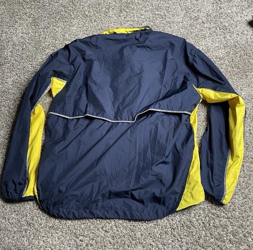 Vintage ASICS Windbreaker Jacket Mens Medium Blue Yellow Full Zip Running Sports - Picture 4 of 9