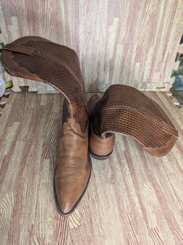 Dan Post Cowboystiefel weiches hellbraunes Leder Stiefel geflochten Damen 8M spitz zulaufend - Bild 12 von 12