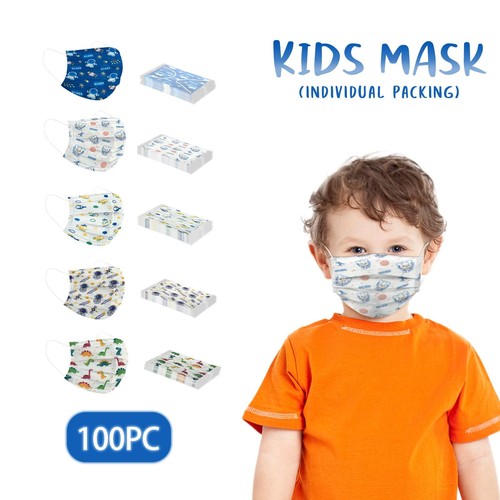 Kids Disposable Face Masks 100Pcs3 Ply Kids Masks Disposable Breathable Colorfu - Picture 7 of 7