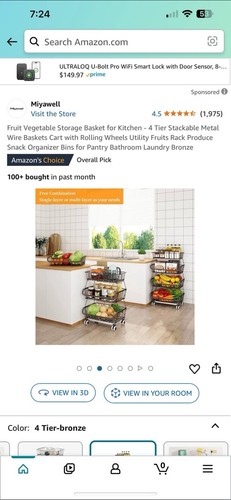 Fruit Vegetable Storage Basket for Kitchen - 4 Tier Stackable Metal Wire Bask... - Picture 2 of 7
