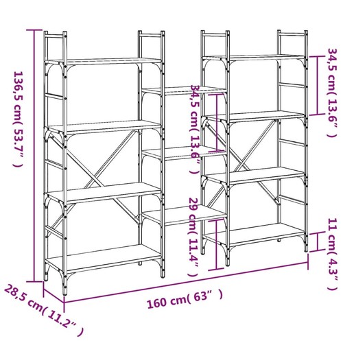 EstanterÃa madera de ingenierÃa negra 160x28,5x136,5 cm - Imagen 10 de 11