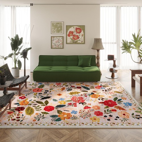 Living Room Rug 6x9 Rug Machine Washable Boho Area Rug Non Slip Floral Vintag... - Picture 8 of 9