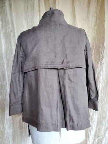 Coldwater Creek Medium Women Button Up Short Crop Swing Jacket Linen Lagenlook - Picture 3 of 5