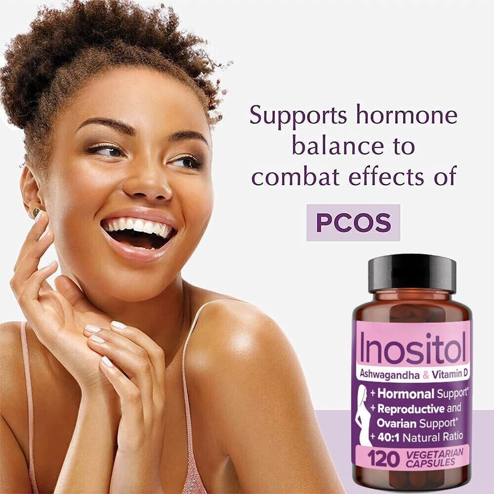 Suplemento de mioinositol para SOP con ashwagandha y vitamina D-120 cápsulas NUEVO Foto 4 de 4