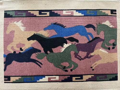 Southwestern Style Cotton Stencil Placemats - Set of 4 - Wild Running Horses - Picture 2 of 4