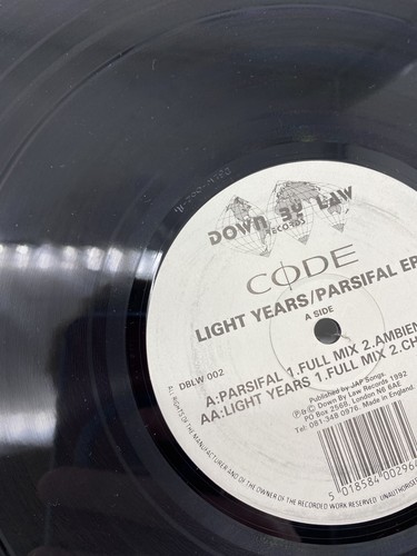 Code Light Years Parsifal EP Double A-Side 12" Vinyl Record Down by Law DBLW002 - Foto 5 di 11