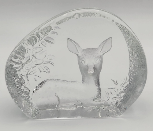 Mats Jonasson signierter Hirsch Briefbeschwerer schwedische Kunst Glas Bleikristall #3283 gebraucht, in einwandfreiem Zustand - Bild 1 von 15