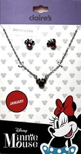 Claire  s Disney 'January' MINNIE MOUSE Earrings  Necklace BIRTHSTONE JEWELRY