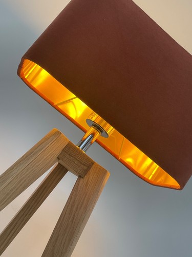 Pantalla de Lámpara Quemado Naranja Terciopelo Cepillado Oro Redondado Rectangular Tono de Luz - Imagen 8 de 13