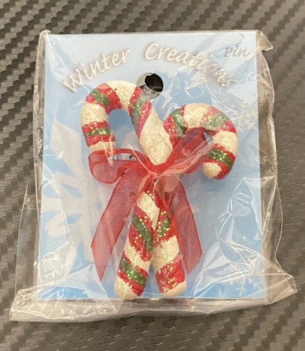 Brooch Pin Ceramic Resin Candy canes Winter Creations Nip - Picture 1 of 4