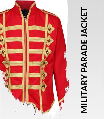 Hussar Jacket Mens Steampunk Napoleon Vest Military Tunic Drummer Parade Jackets - Picture 24 of 125