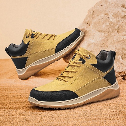 Herren Echtleder Outdoor Rutschfest Freizeit Rutschfest High Top Wanderschuhe - Bild 16 von 20