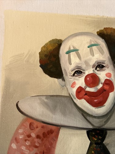 VINTAGE Hand Painted Original Painting On Canvas 12" x 16" Coulrophobia….. - Picture 4 of 6