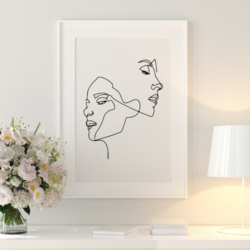 Lipstick Women One Line Art Drawing Wall Prints. Perfect Minimalist Decor - Picture 3 of 8