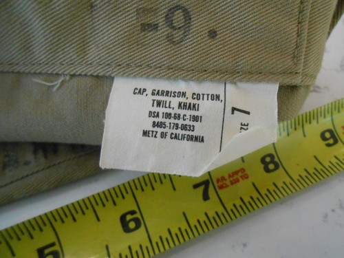 RARE ORIGINAL VINTAGE SIZE 7 ARMY GARRISON CAP HAT MILITARY KHAKI TAN USMC - Picture 3 of 7