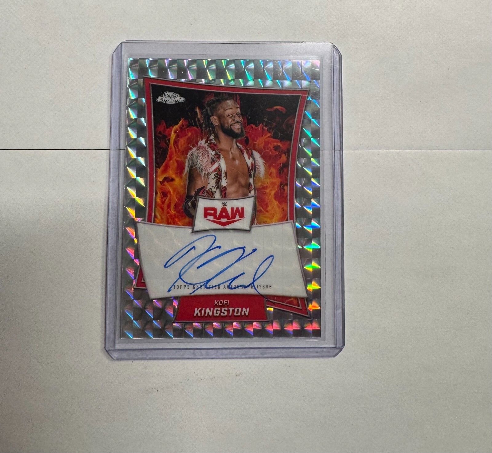 2025 Topps Chrome WWE Kofi Kingston Geometric Refractor Red Brand Autograph