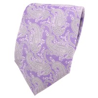 Designer Krawatte Lila Flieder Silber Grau Paisley - Schlips Binder Tie