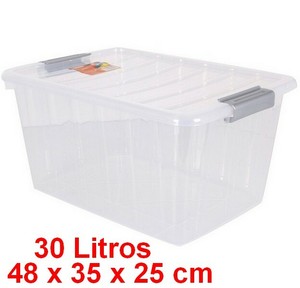 Caja de Almacenaje con Tapa 30 L,transparente,48 x 35 x 25 cm, ropa