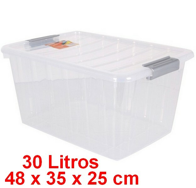 Caja de Almacenaje con Tapa 30 L,transparente,48 x 35 x 25 cm,...
