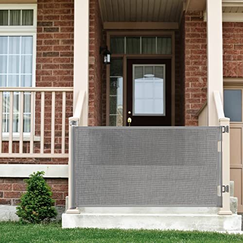 Baby Gate Retractable Gates for Stairs, Mesh Dog Gate 33" Tall x 55" Wide Gray - Picture 6 of 7