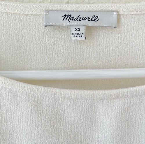 MADEWELL Top Damen Bluse Krepp Creme Knopfleiste Schulter Größe XS - Bild 4 von 5