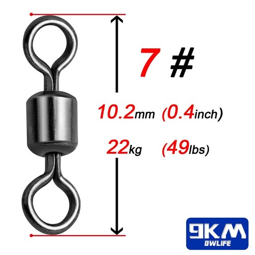 50~200Pack Fishing Barrel Swivels 9LB~1320LB Stainless Steel Rolling Solid Ring - Picture 11 of 25