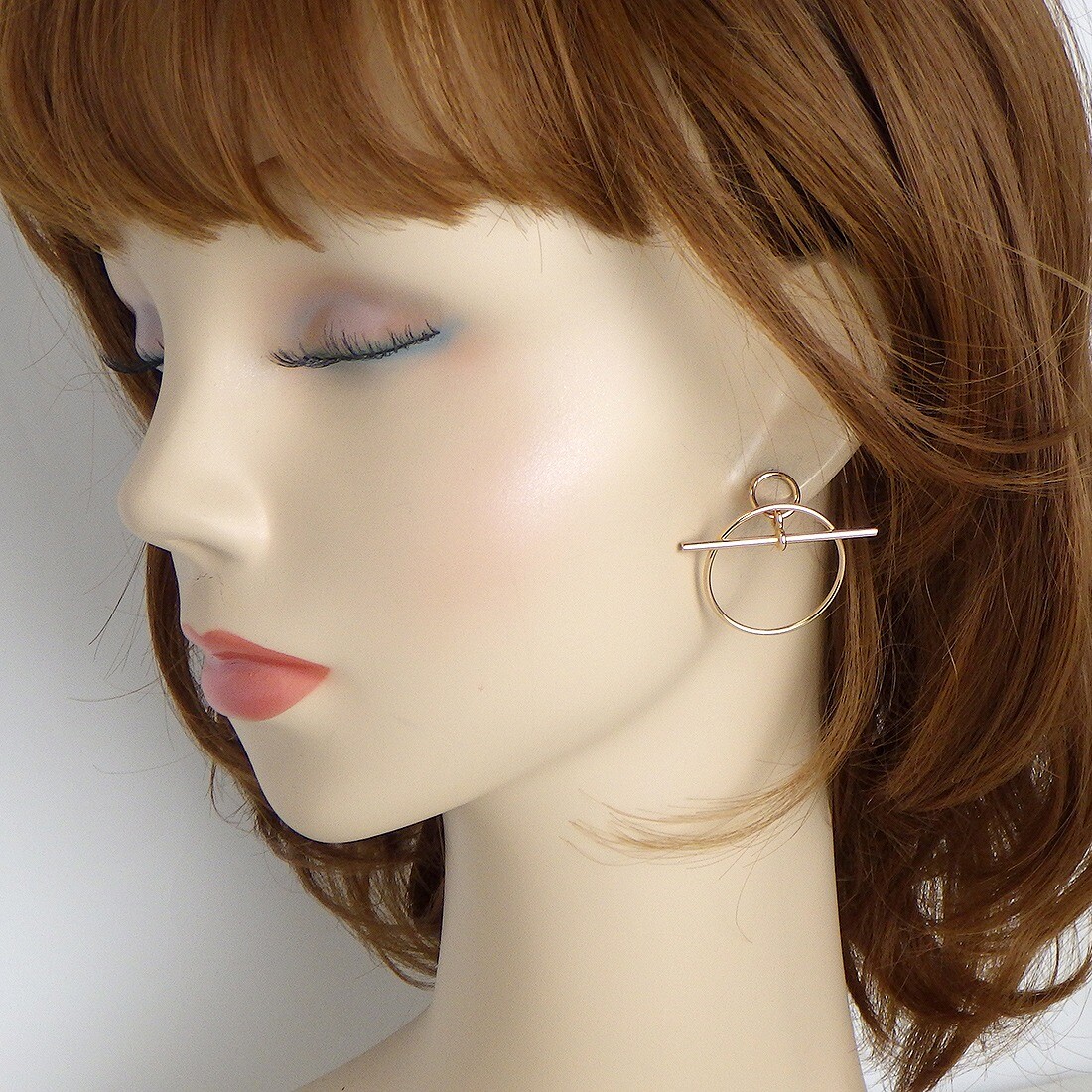 HERMES Pierced Earrings Loop Toggle PM H105117B Toggle Clasp