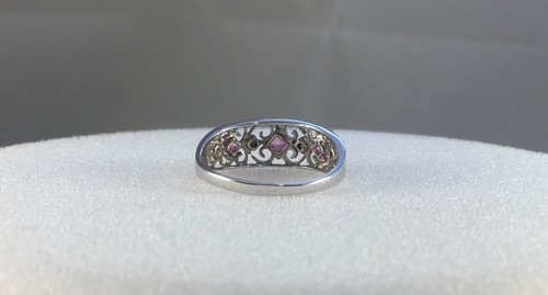 Ring 9 kt Weißgold 0,06 kt Diamant und 0,38 kt Rosa Topas Größe S 2,1 g NEU - Bild 4 von 8