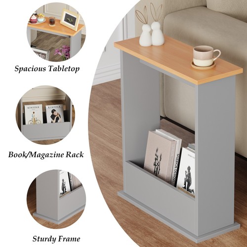 Slim Side Table with Storage Small Space Sofa End Table Bedside Living Room Home - Picture 24 of 65