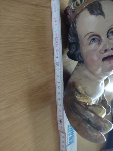 Engel♥️Putte Holz handgeschnitzt Figur alt 1975 Ostern XL Gold Südtirol Barock - Bild 12 von 13