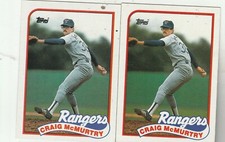 FREE SHIPPING-MINT-1989 Topps #779 Craig McMurtry Rangers-2 CARDS +BONUS CARDS