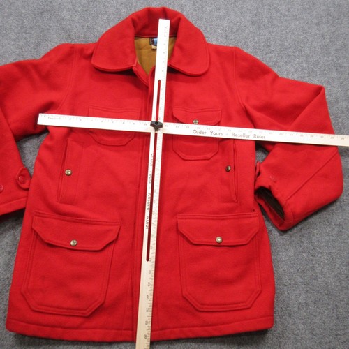 VTG Woolrich Jacket Mens Large 40 Red Hunting Chore Mackinaw Cruiser Barn Coat - Picture 9 of 18