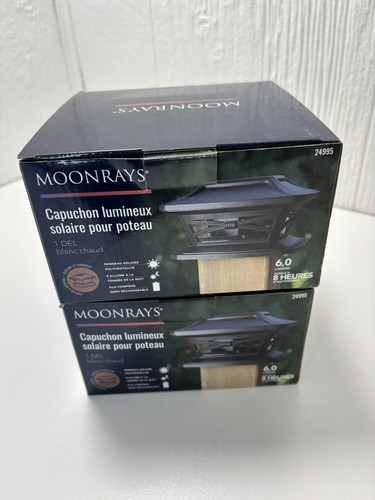 Moonrays Solar Post Cap Light 24995 Lot Of 2 Bronze Finish Plastic - Picture 10 of 16