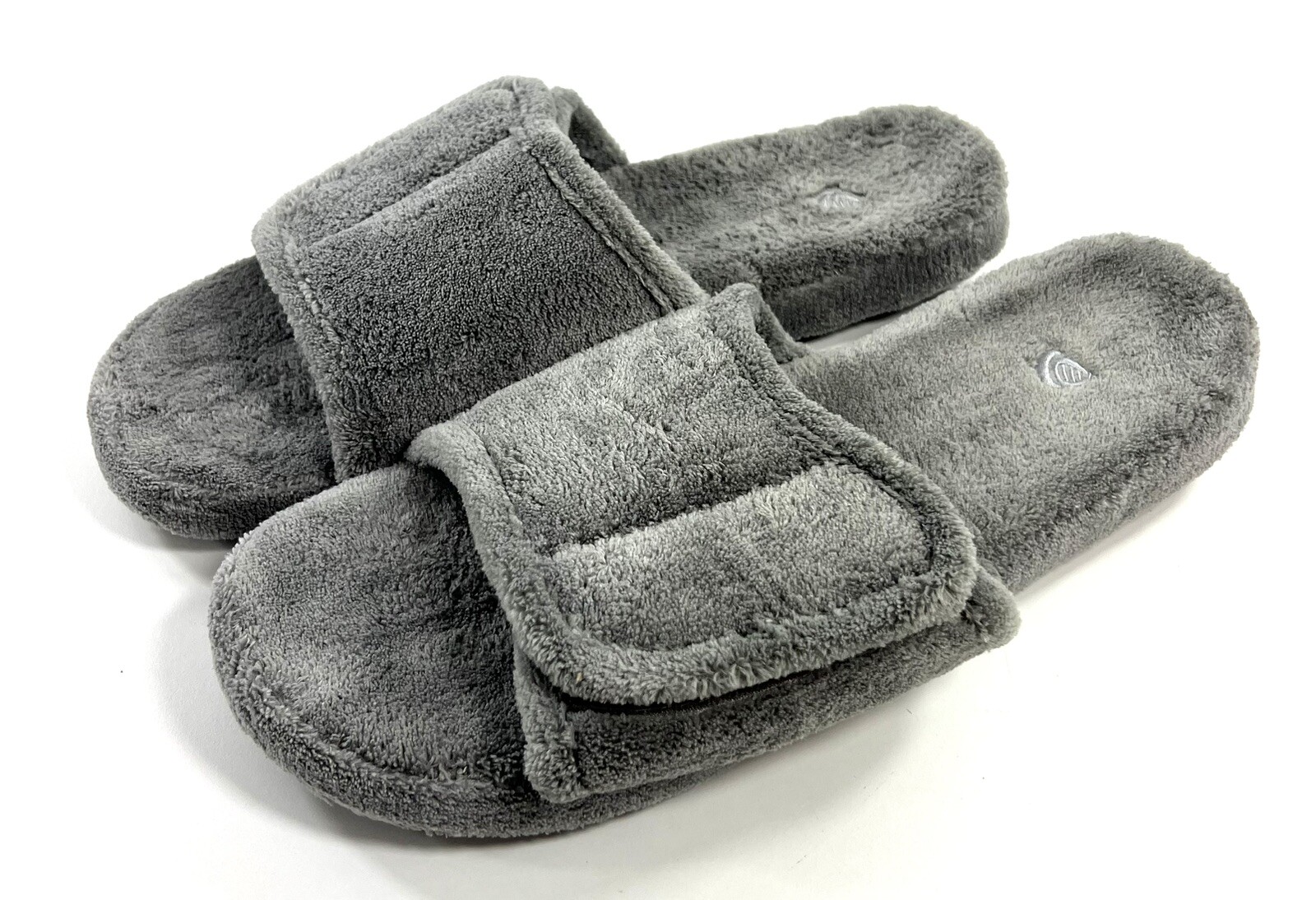 ACORN Mens Spa Slide Slippers Size 12-13 Medium Gray Adjustable House Shoes  | eBay