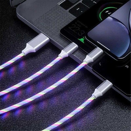 Cable Charger LED Phone Charging Fast Glowing IOS Type-C Flowing Up Light Cord - Picture 15 of 15