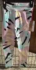 NWT Justice Girls Full Length Legging Aqua Mist Tie Dye Stretch Size SMALL 7/8 